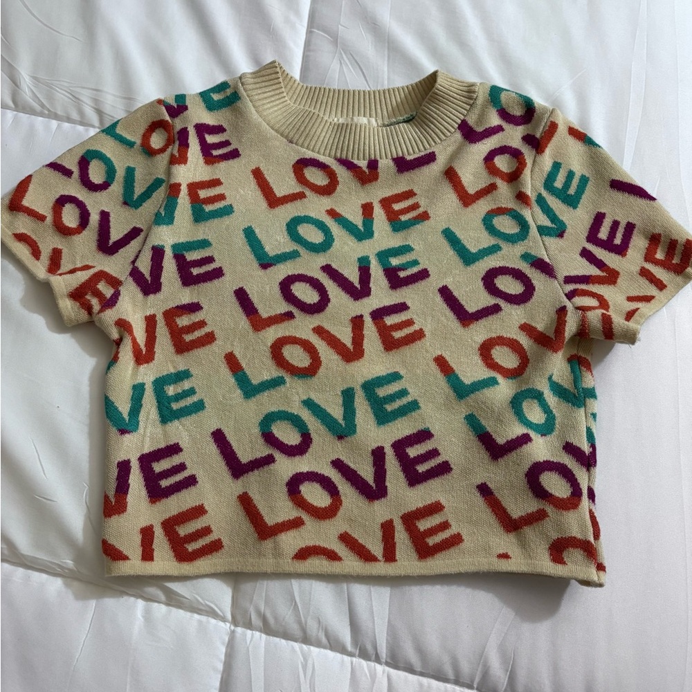 Colorful Love sweater crop top